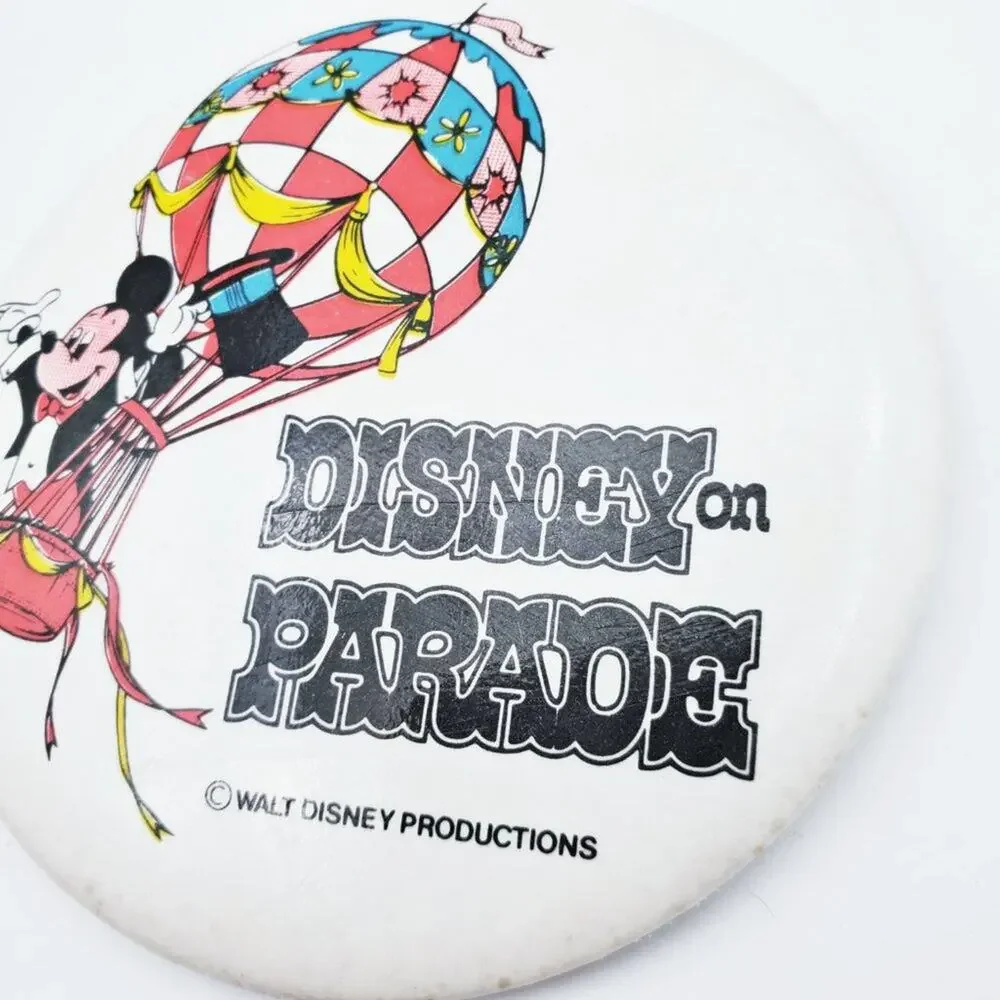 Disney Parks on Parade 70s Pinback Button Mickey Hot Air
